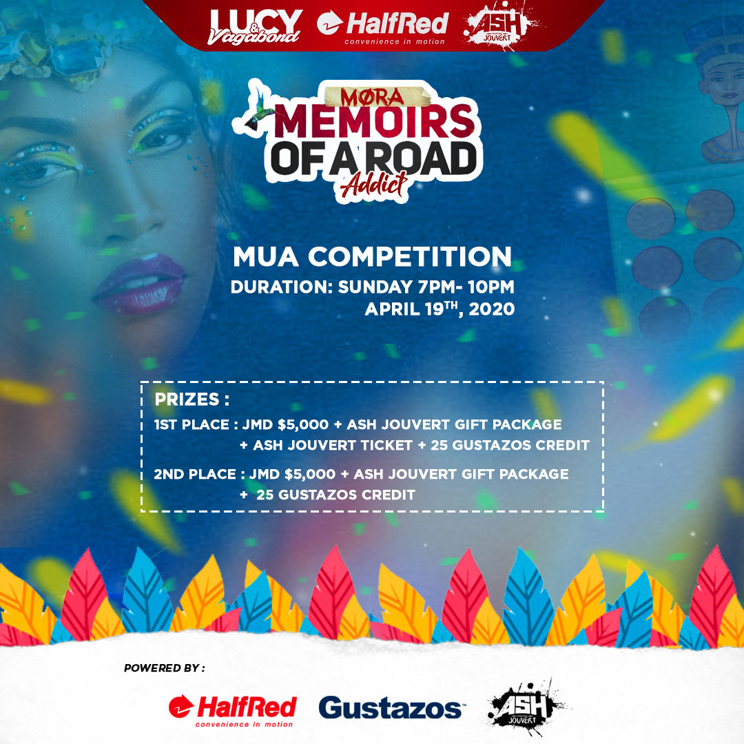 HalfRedJamaica's tweet photo. Calling all MUA's 🗣 Come and Show out with Memoirs of A Road Addict ; enter for your chance of winning prizes from our partners & sponsors:
@GustazosJamaica
@HalfRedTaxi
@AshJouvertJa
#MORA #RoadAddictLive #HalfRed #FeteDuty #LucyandVagabond #ShareTheExperience https://t.co/CgZoIcfWbw