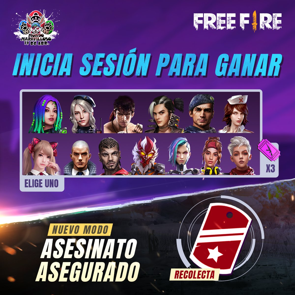 ¡Estamos de fiesta en el Mundo Maravilloso, así que entra a Free Fire para ganar uno de estos personajes! ✨🥳