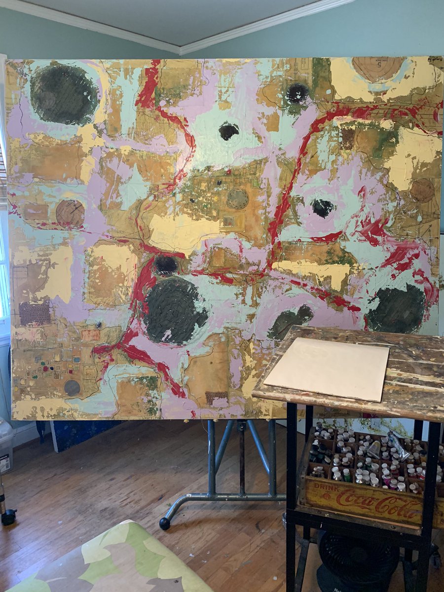 m_ramberg's tweet photo. Stay at home has one good aspect working on my paintings. This one is very large! I use my iPad to work through ideas, before fully commenting with paint. #margaretrambergart https://t.co/uuXYsFOLXL