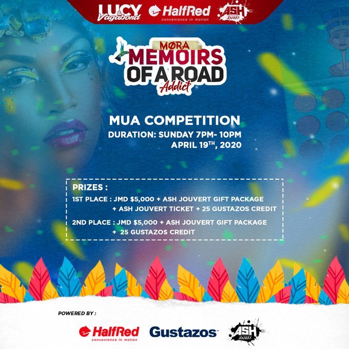 W1TCHNEXTDOOR's tweet photo. Calling all MUA's 🗣 Come and Show out with Memoirs of A Road Addict ; enter for your chance of winning prizes from our partners &amp; sponsors: 
@GustazosJamaica 
@HalfRedTaxi 
@AshJouvertJa 

#MORA #RoadAddictLive #HalfRed #FeteDuty #LucyandVagabond #ShareTheExperience https://t.co/81p27yJqv8