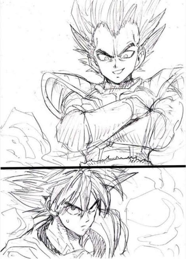 Vegeta et SonGoku dessiné par Yusuke Murata (OnePunchMan, Eyeshield21...)