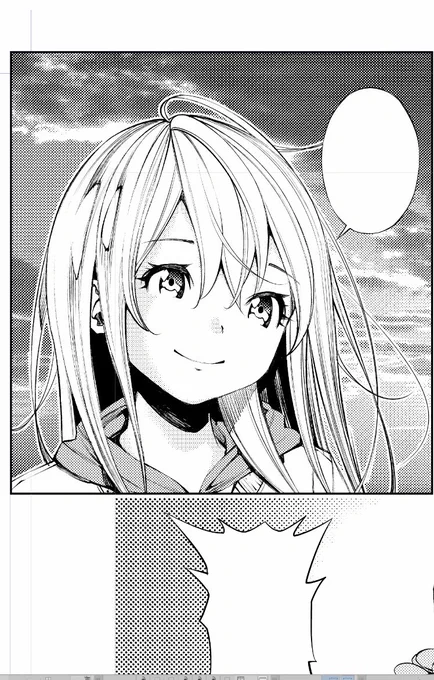 あと1ページ仕上げれば扉絵に入れる…。 