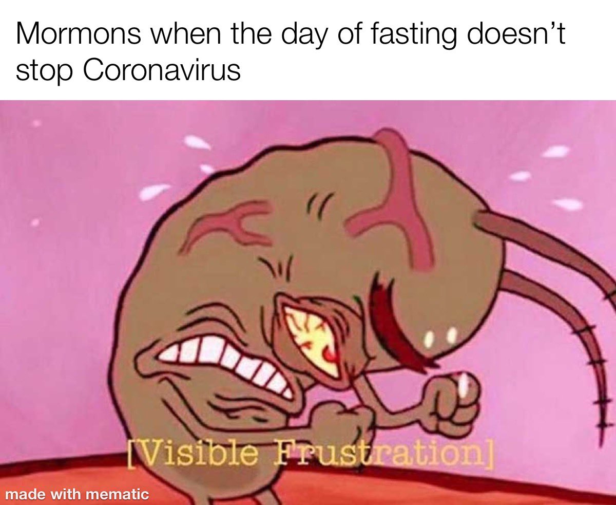 MormonsShit's tweet photo. When your hunger strike doesn’t appease god..... #lds #DezNat #mormon #globalfast #provo #byu #byui #apostake https://t.co/AZ2jA2BCxa