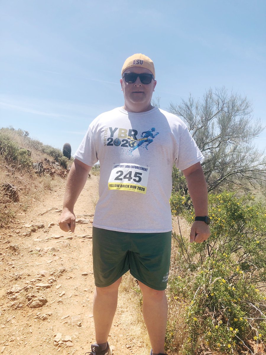 CmdrJimG's tweet photo. Not exactly a Black Flag day but it was Arizona hot today! Trail run with my Big Guy at our local Yellow Briack Trail to honor an American hero &amp; Arizona legend #PatTillman. Who else has done the #YBR2020 to represent their Session or Chapter? @FBINAAQuantico @AzFbinaa https://t.co/57xYnIvQ1j