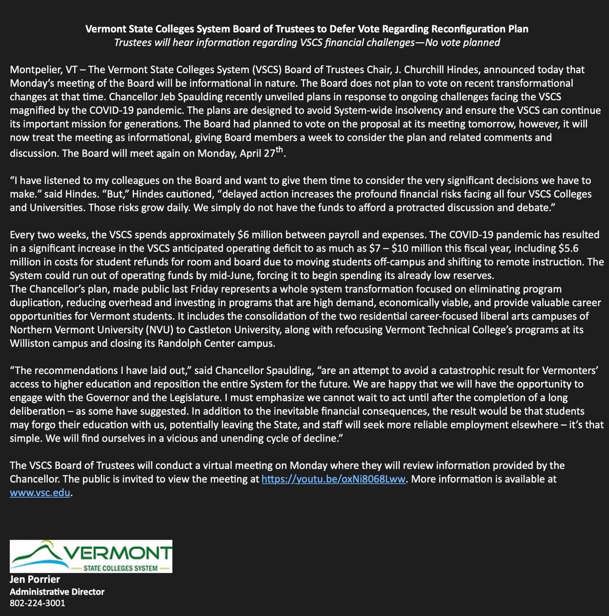 sdgs2119's tweet image. Great news. Proud of my fellow alumni , the professors , current students and local politicians for banding together in a short amount of time in the midst of a tough time for the VSC and our country. This is why we are and will always be #LSCSTRONG ....but the fight is not over!