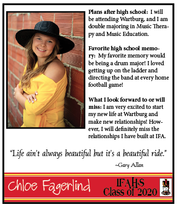 IFAYearbook's tweet photo. Highlighting our IFAHS seniors! Look for more and spread the love! #IFACadetPride @ChloeFagerlind https://t.co/PZDO7EwN6K