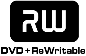 On the left, the DVD+RW logo Sony designed. No resemblance to the DVD family of logos but hearkening back to the Compact Disc logo in a hard to see way, with its combination of straight lines and curves. On the right, the logo we designed at Philips.