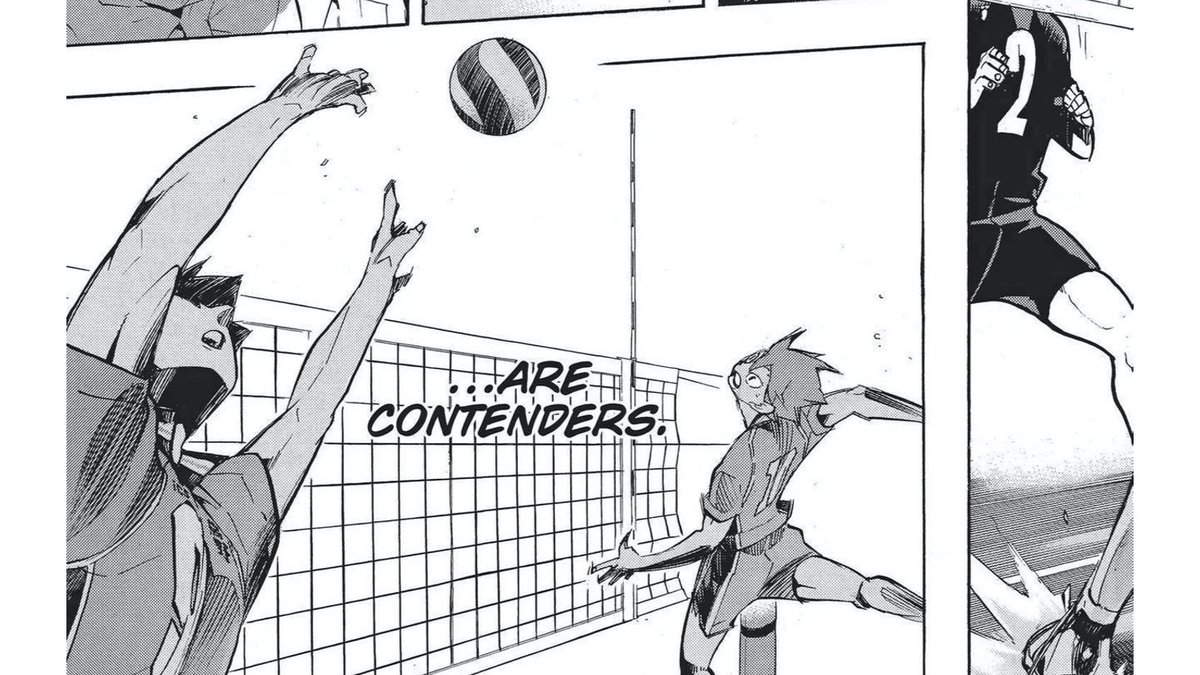 Karasuno is not the only challenger; Inarizaki is one too.(In Japanese the two teams are given different terms for “challenger”. Karasuno is given the term チャレンジャー , which is a newer loanword from English, ー