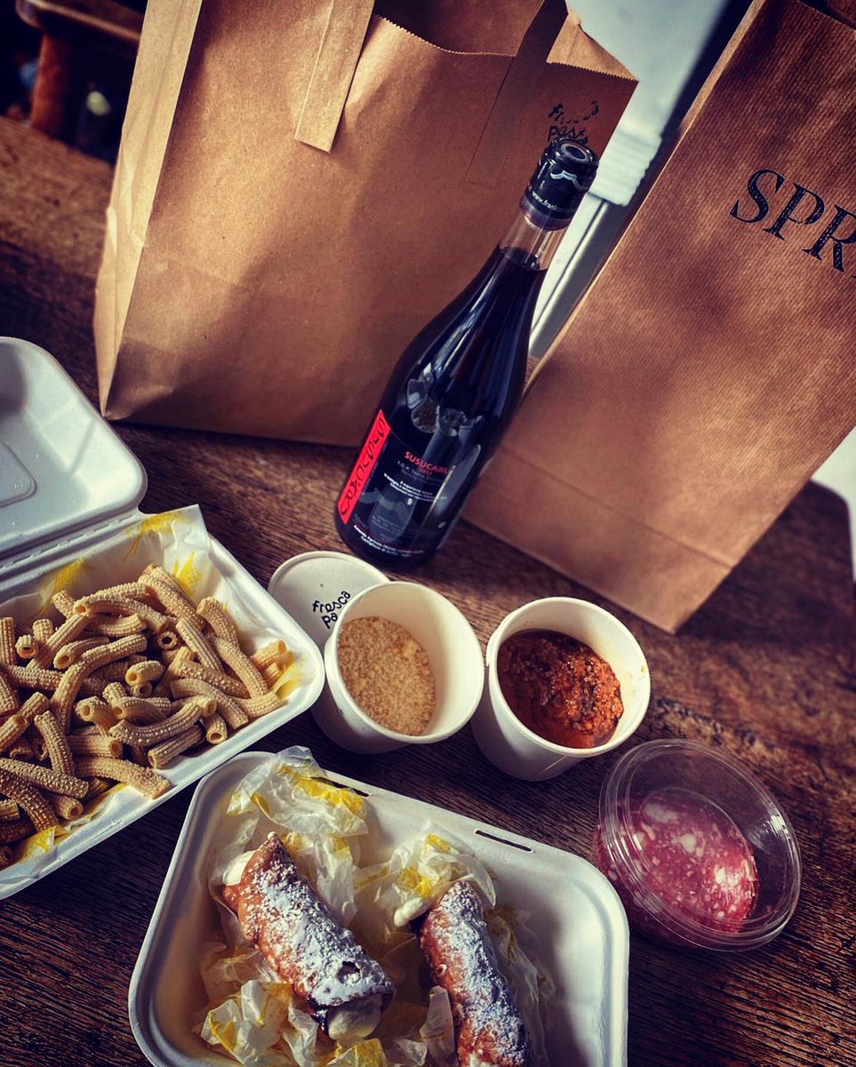 Making us miss them more than ever 💛 @spry_wines and @fresca_edinburgh thank you for  delivering a spectacular Easter dinner #benandkateeat #ragu #cannoli