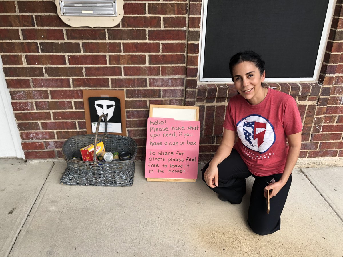 TMFoundation's tweet photo. Maria is joining hundreds of Spartans who are keeping character strong in their communities. When she saw a call-out to serve in place from TMF, she was inspired to collect non-perishable food to put outside her apartment w/ the help of her two sons. #CharacterIsntCanceled https://t.co/sXeHBf5YKl