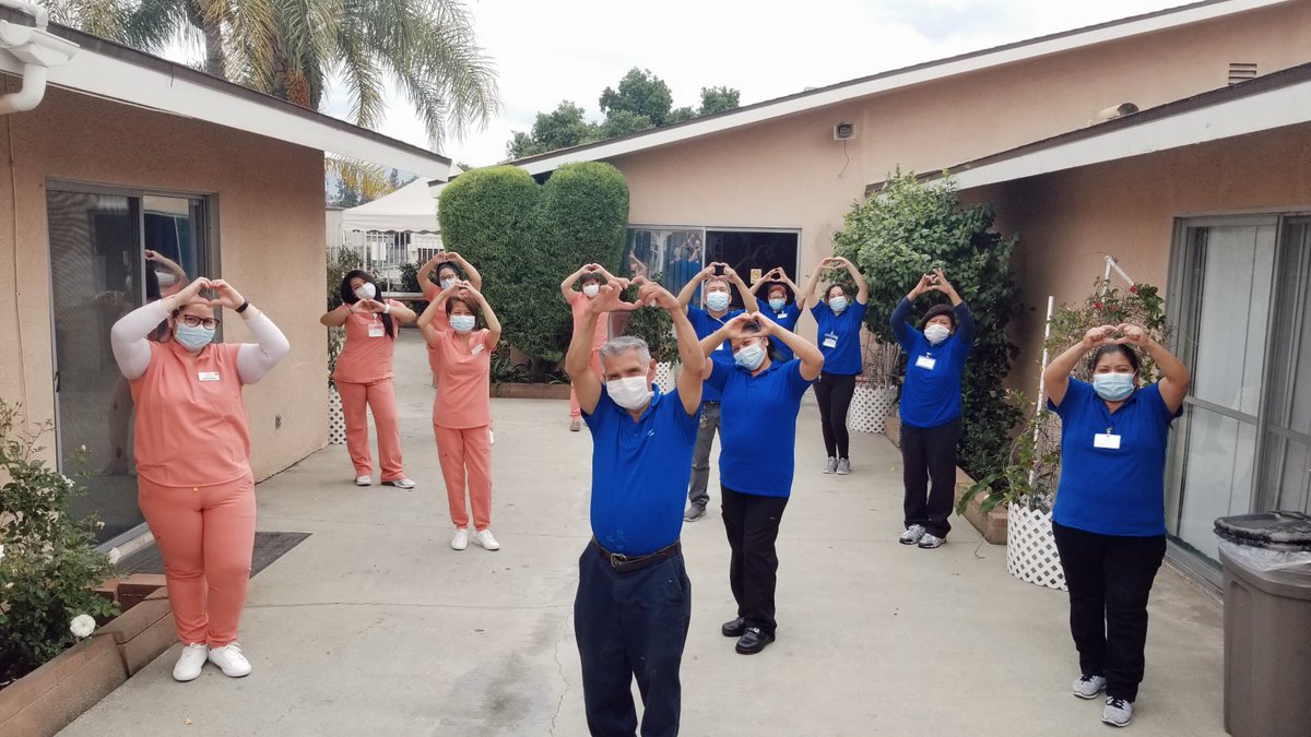 BeecanHealth's tweet photo. Spread love, not COVID ❤️
Monrovia Post Acute staff are doing everything they can to stay apart (6ft), but work together.
We applaud our Beecans for following all approved COVID-19 guidelines.
#BeecanStrong #HealthcareHeroes #healthcare #healthcarenews https://t.co/JHc3Gk51LR