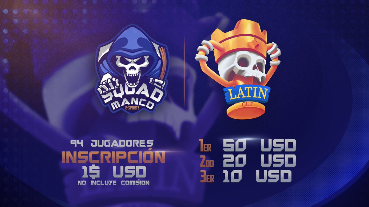 🎉INSCRIPCIÓNES ABIERTAS🎊
#ClashRoyale
#LigaLatinCup

¡94 Jugadores! 

PRECIO INSCRIPCIÓN: 1$ USD (NO INCLUYE COMISIÓN)

🥇 1er LUGAR: 50$ USD
🥈 2do LUGAR: 20$ USD
🥉 3er LUGAR:  10$ USD

-DAR RT 🔁 Y MG ❤️
-SEGUIR A 
<a href="/drlurra/">drlurra</a> 
@LatinCup_SM 
<a href="/bester_oner/">BESTERoner</a>