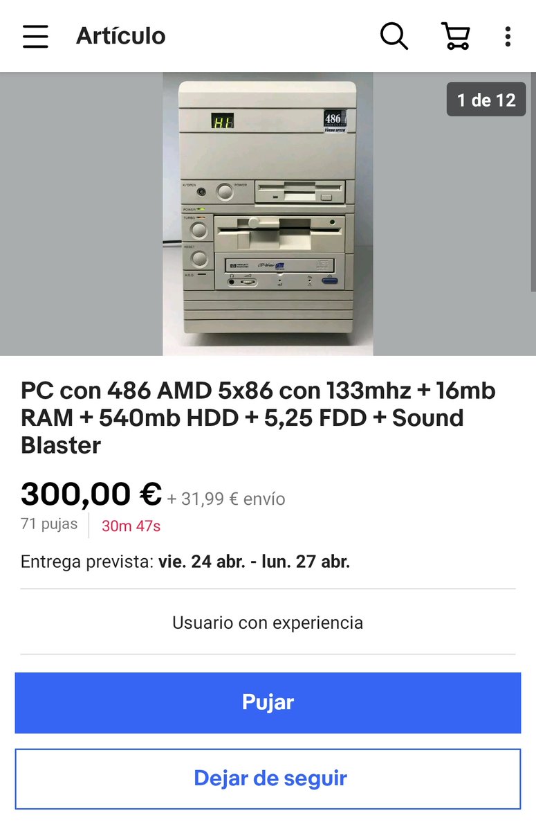 Patxu_lee's tweet photo. Me encanta seguir este tipo de pujas... No por pujar ni mucho menos, 300€ lo veo una locura pero bonito lo es un rato. ¿O no? 🤤 #pc486 #msdos https://t.co/LsiS2GGBwr