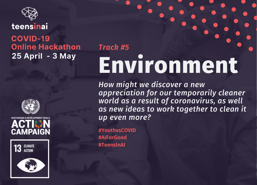 TeensInAI's tweet photo. How might we discover a new appreciation for a temporarily cleaner world as a result of coronavirus, as well as new ideas to work together to clean it up even more? π±
Join our #Environment Track as a #mentor at https://t.co/qBnfFJWvQD now! π©βπ»
#TeensInAI #OnlineHack #COVID19 https://t.co/FHJ1DeC1G7