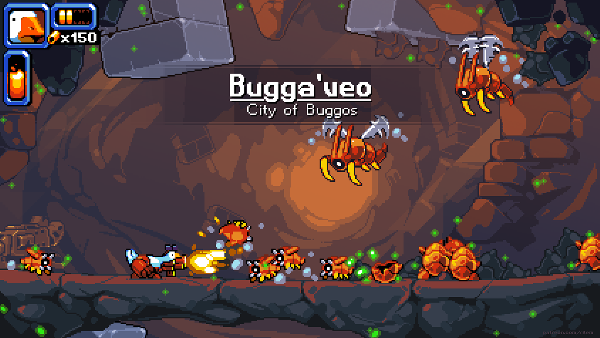 Mighty Goose, a game in development about a bounty hunter bird causing mayhem✨#gamedev #pixelart #indiedev #construct3 #indiegames #indiegame