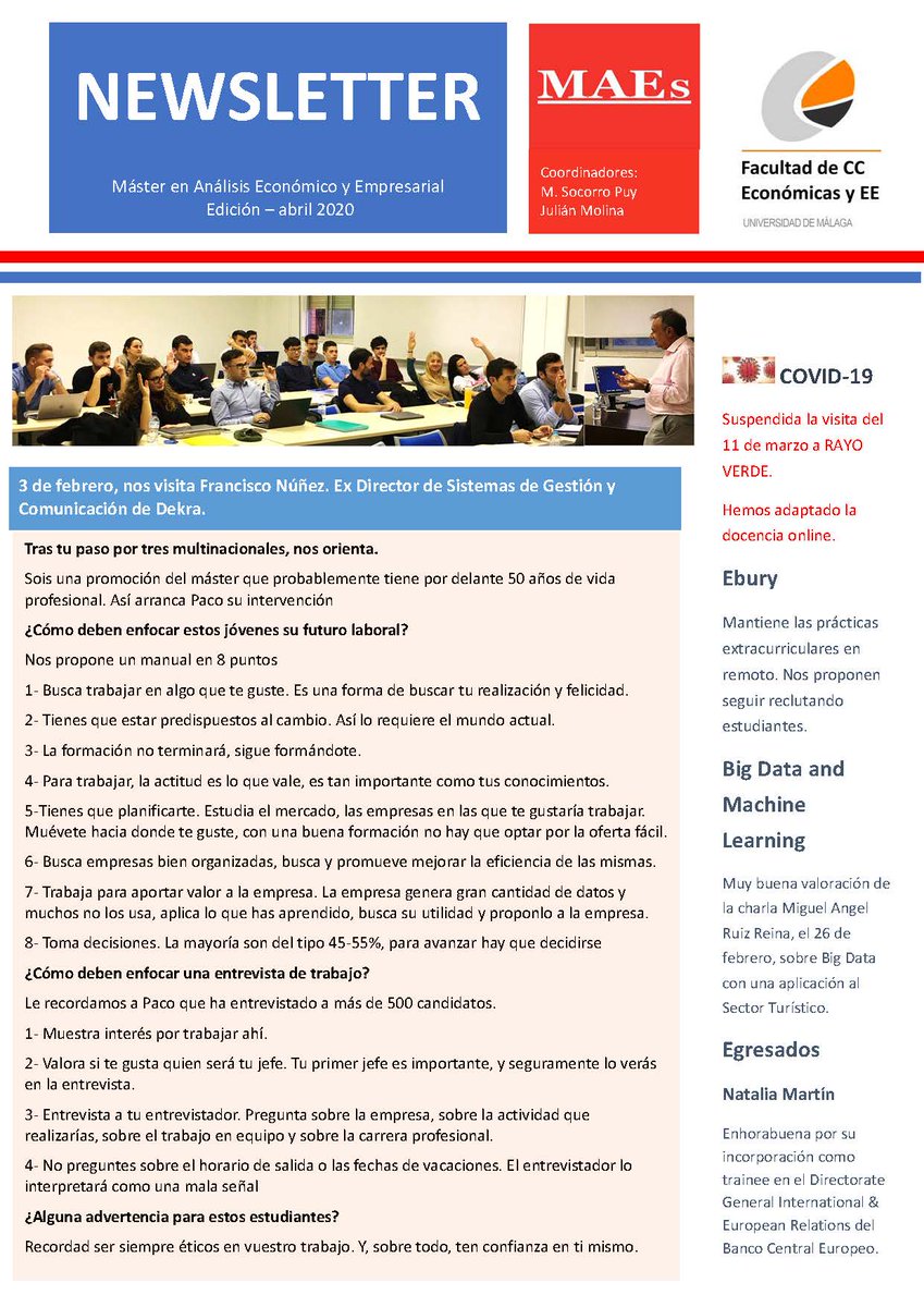 Newsletter Máster en Análisis Económico y Empresarial. Facultad CC Económicas y Empresariales UMA @empleo_UMA <a href="/FCEEUMA/">Facultad Económicas</a> <a href="/ceuma_/">Consejo Estudiantes UMA</a> <a href="/UniversiaES/">Universia España</a>
