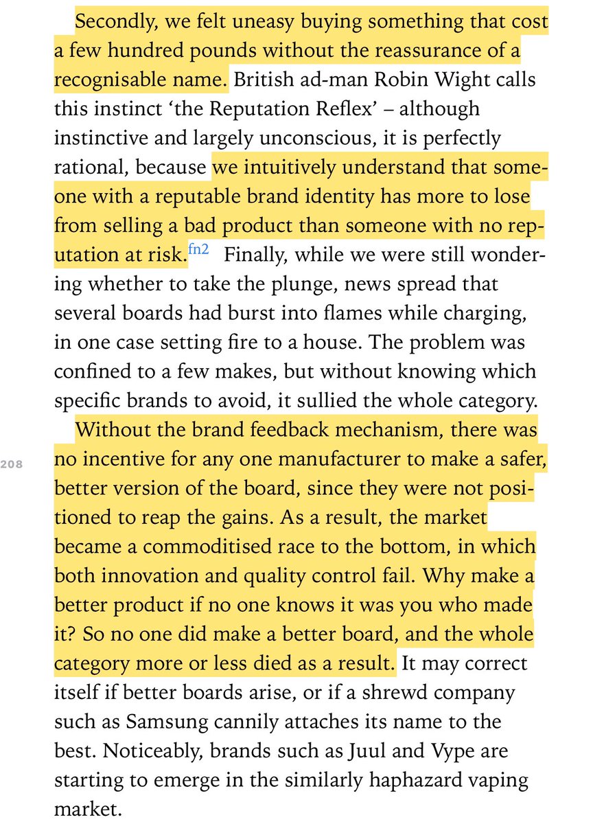“Without a brand feedback mechanism, there was no incentive for any manufacturer to make a safer, better version of the board, since they were not positioned to reap the gains. The market became a commoditised race to the bottom, in which both innovation and quality control fail”