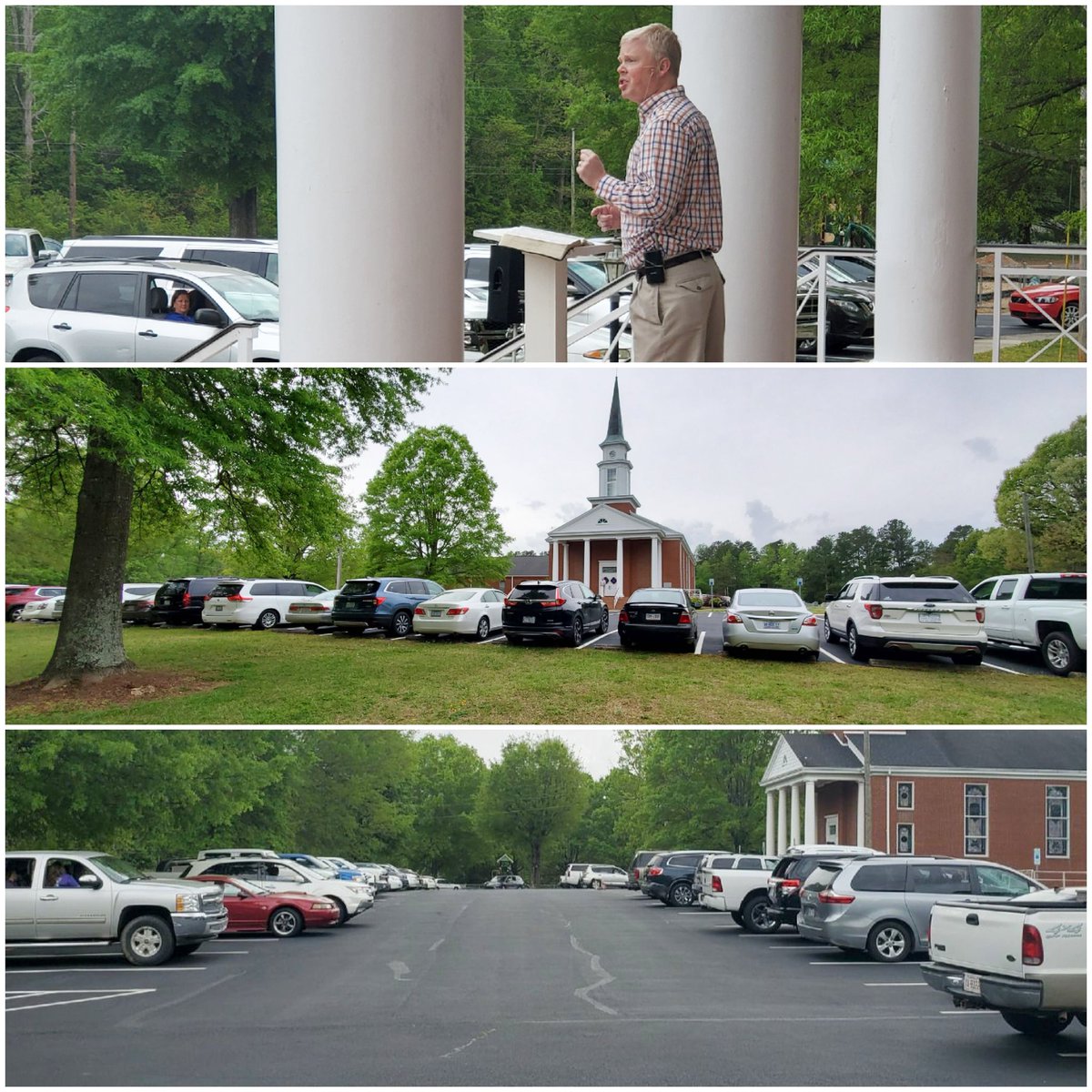 OakleyChurch's tweet photo. Not how we thought we would be celebrating the Risen Lord, but celebrate Him we did! He has Risen, indeed! 🙌  🚘 😷 🔊✝️ https://t.co/lTqqcFEkbX