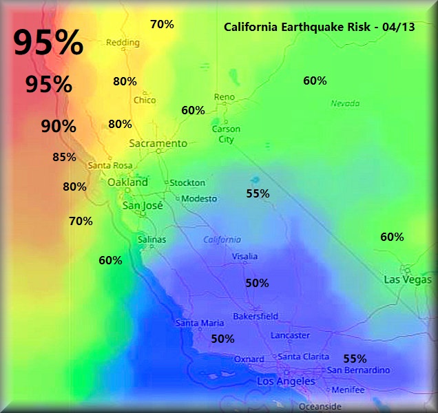 36 HOUR WARNING: 5.5 to 6.0 earthquake is likely in NW California near Eureka, CA on April 12th or April 13 - (most likely on April 13) quakeprediction.com/San%20Francisc…