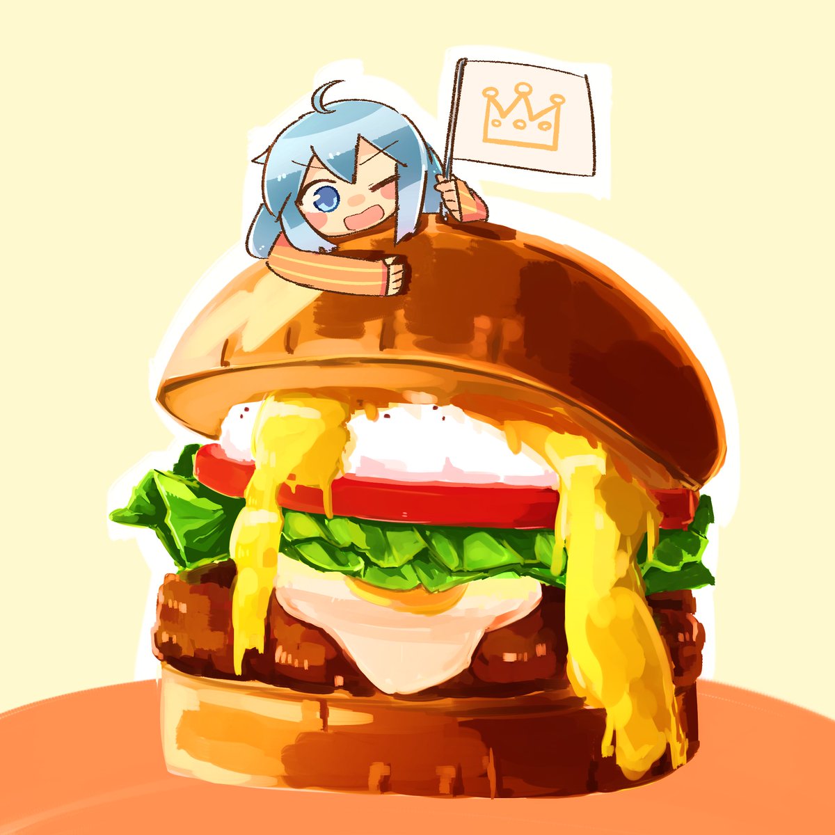「あかりちゃんとスーパービッグハンバーガー? 」|このほしのイラスト