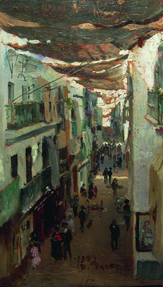 SevillaInsolita's tweet photo. "Street of the Snakes in Seville" (1883), de Ilya Repin. https://t.co/Bs2T5Gpvj3