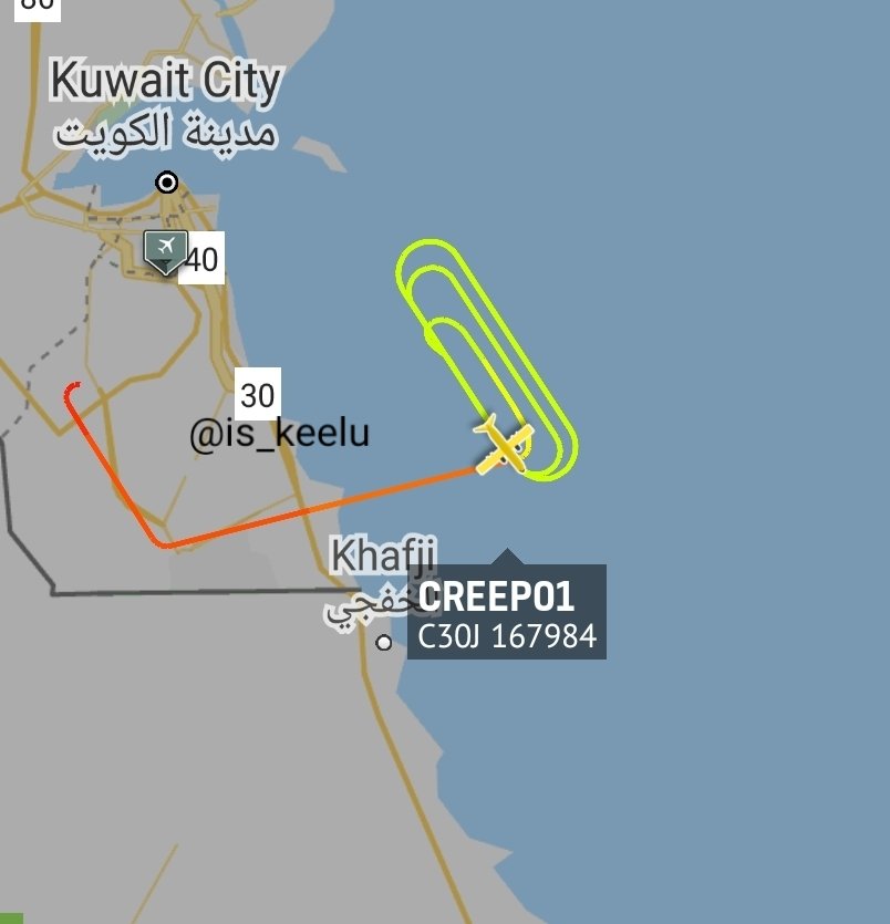 is_keelu's tweet photo. USMC 
Lockheed KC-130J Hercules 
Spotted off the coast of #Kuwait 

#CREEP01 167984 https://t.co/3PVJFjqEHK