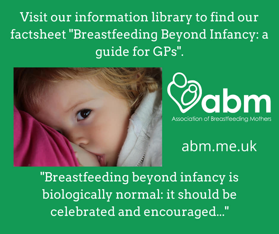 GP? Visit our information library to read our factsheet "Breastfeeding Beyond Infancy: A Guide for GPs"

abm.me.uk/wp-content/upl…

#naturaltermbreastfeeding #breastfeeding