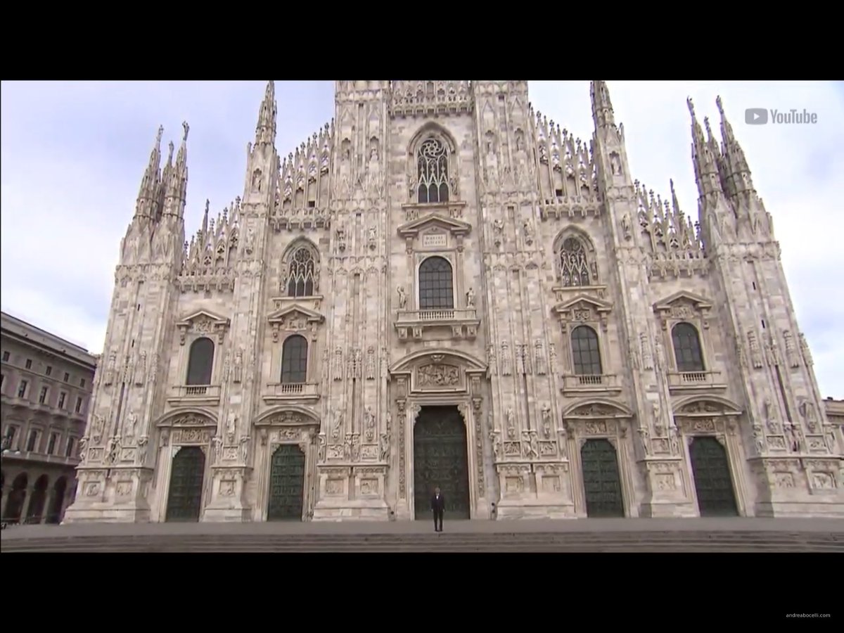 judybrophy's tweet photo. #bocelli lifts us all. Amazing grace in front of the empty Milan Cathedral https://t.co/rrBrZJuons