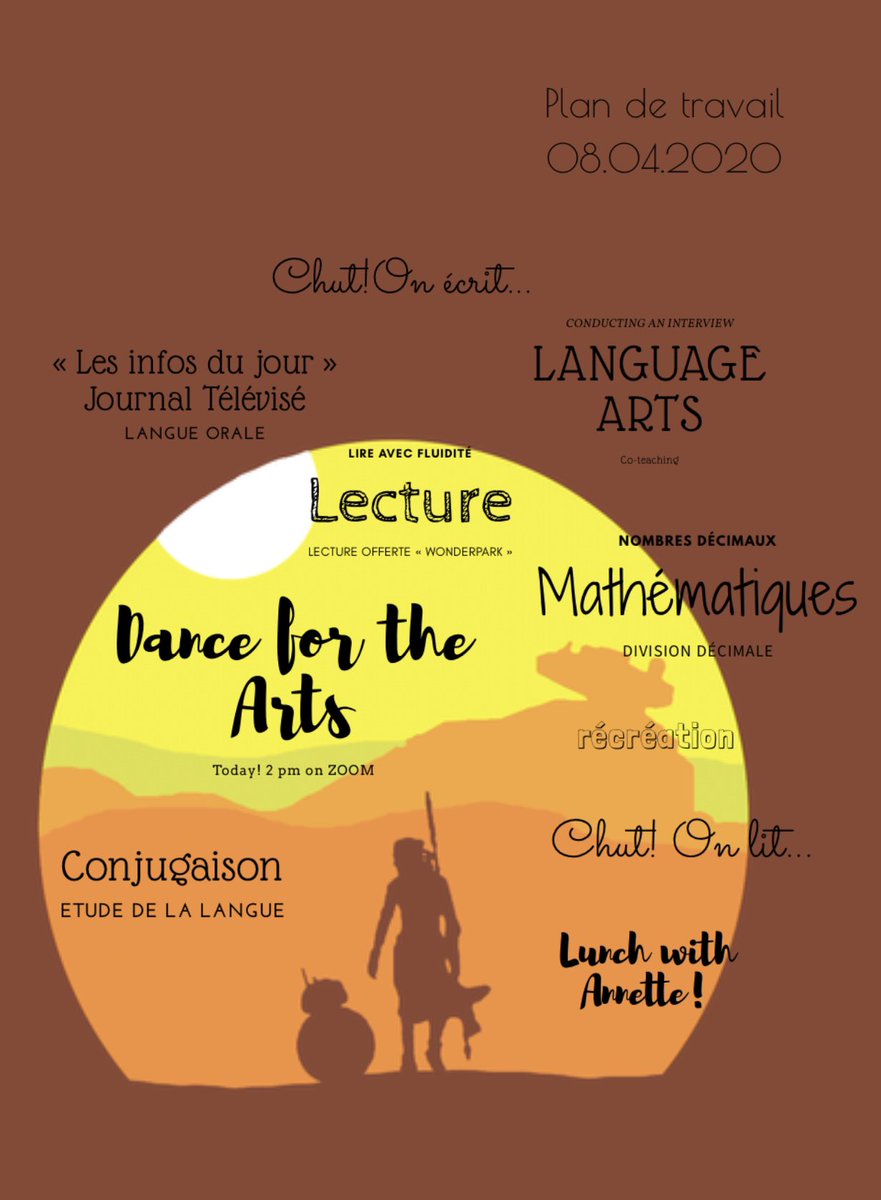 Communicating the « plan of the day » to students.Week 4 day 3&amp;4. Reflection on organizing ourselves. <a href="/Seesaw/">Seesaw</a> 
-Think about how you want organize yourself. 
-Select mic to communicate your plan for the day. 
Star Wars Theme Poster <a href="/Canva/">Canva</a> <a href="/ipadpro/">iPad news</a> #ibpyp #communicator #reflective