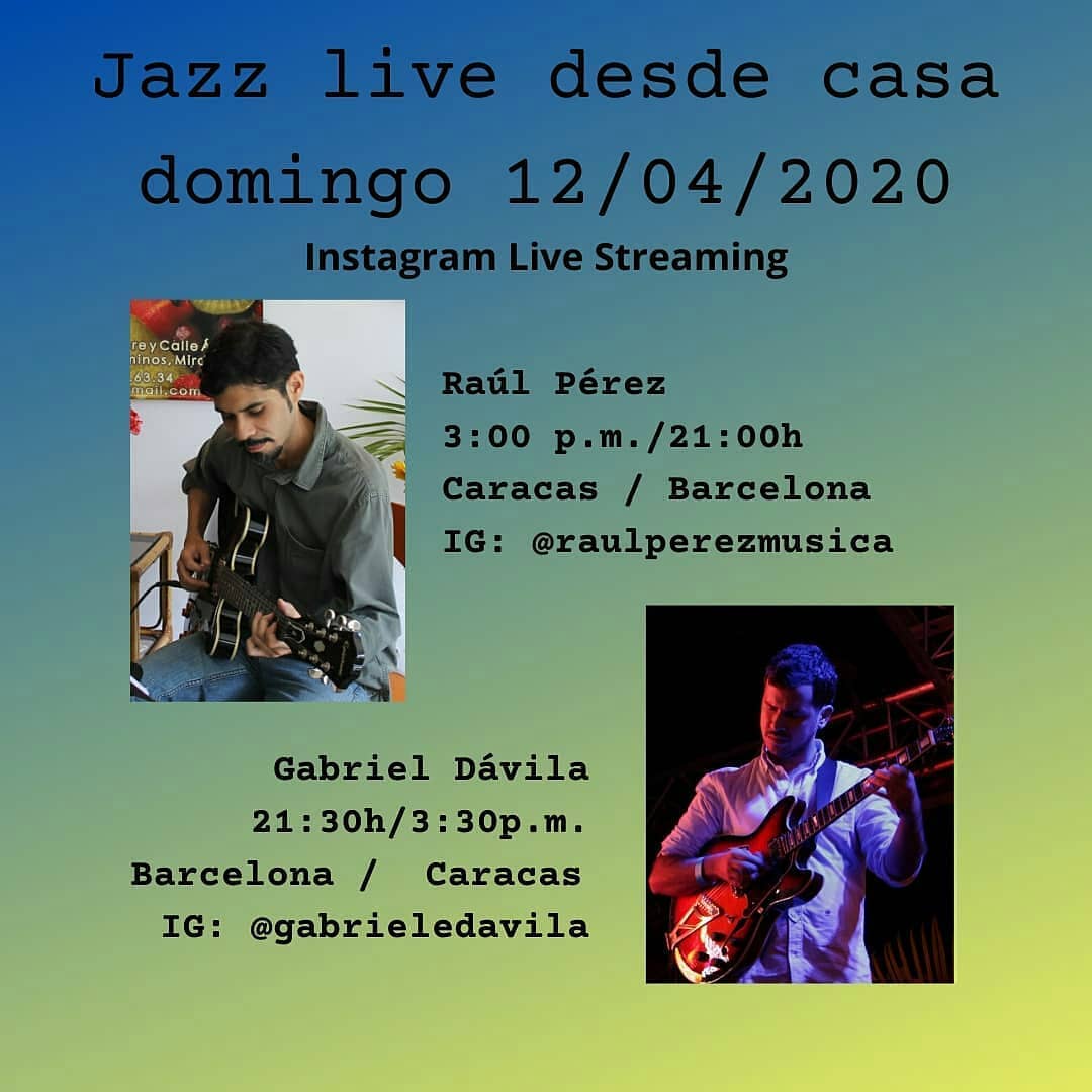 MerengadaSocial's tweet photo. Vía @raulperezmusica Hoy a partir de las 3:00 p.m. y a las 3:30 Gabriel Dávila @gabrieledavila . . #jazz #live #desdecasa #encasa #quedateencasa #conciertoencasa #música #MerengadaSocial #EventosVenezuela #AgendaVenezuela #CarteleraVenezuela #Venezuela… https://t.co/4q6VsOmL5E https://t.co/qI1SaUlyj8