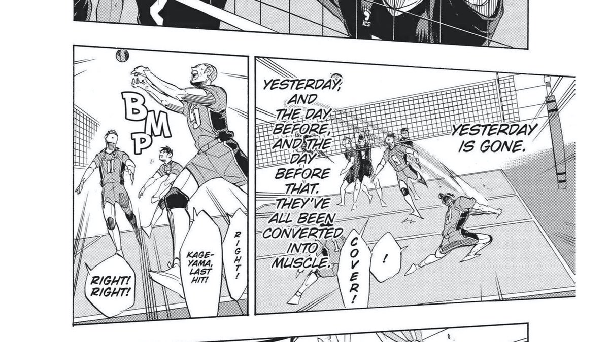 How to follow a chapter in which Kageyama acknowledges the influences that Karasuno has on him? By establishing that he’s NOT the only player who carries with him the spirit of his high school team.