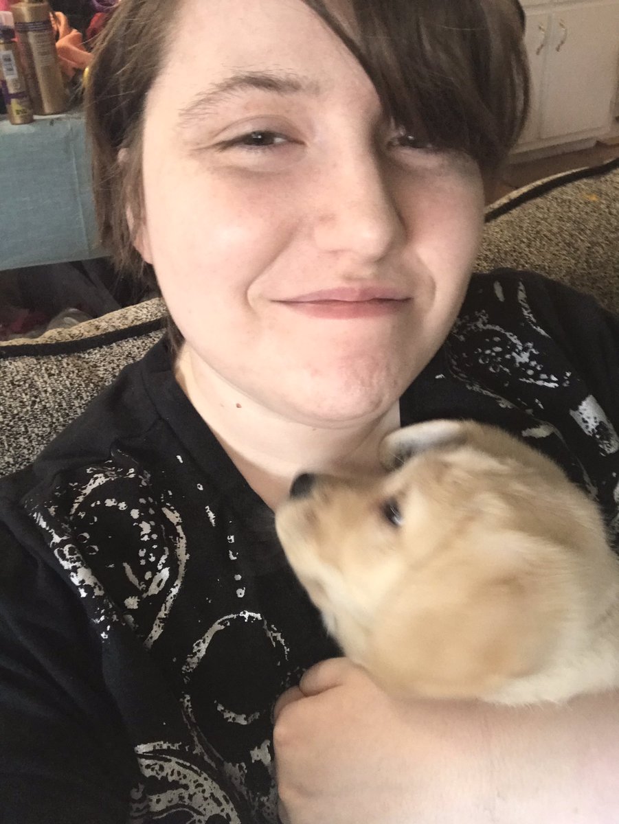 auress21's tweet photo. I tried to take a picture of my guide dog puppy kissing me https://t.co/ZYksyw7OPa