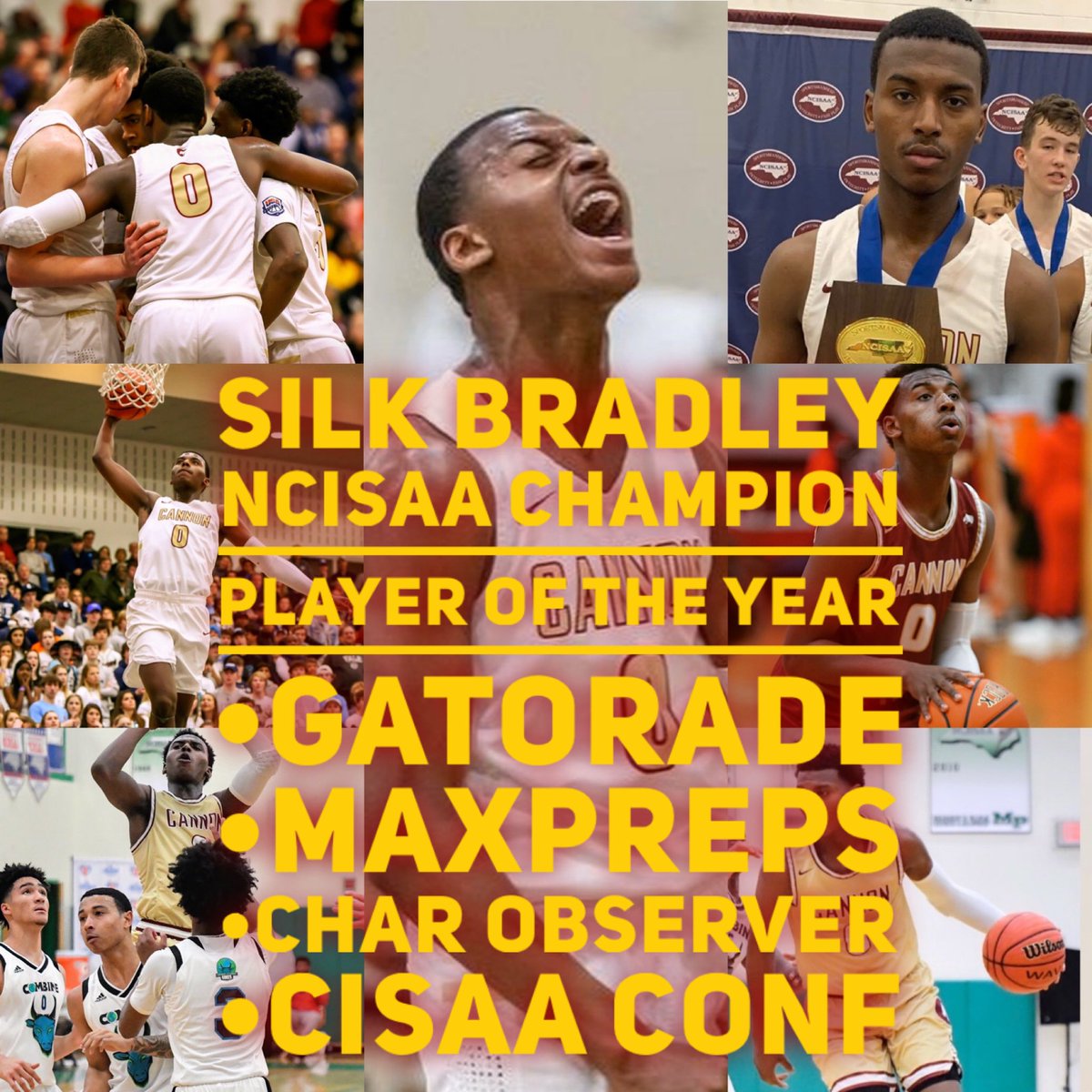 CoachCRoth's tweet photo. Major congrats to our @CannonMBB guy - Jaden “Silk” Bradley @JBsmoovve on being named Player of the Year by @theobserver &amp; @charlottepreps. An incredible honor for Silk, who is most deserving. A great player, teammate, competitor &amp; leader. Love u Silk &amp; so proud of you! #EarnIt https://t.co/daXX6q5kwY