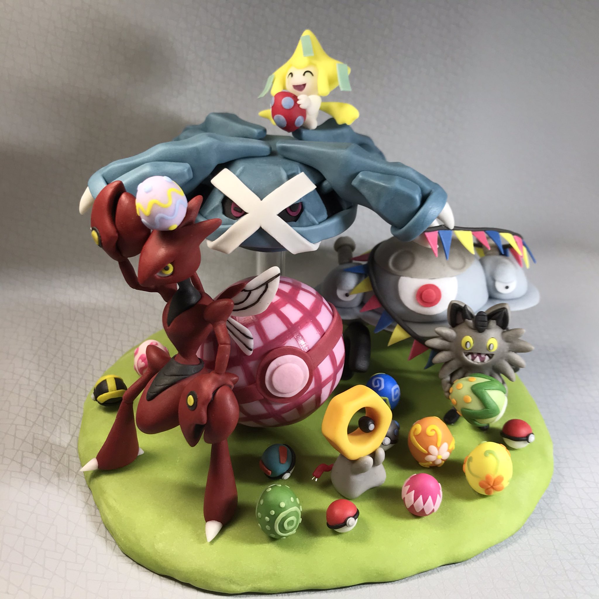 おりん はがねポケモンたちのイースターフィギュア完成です めっちゃがんばった はがねタイプが好きです イースターに滑り込みセーフw ポケモン 樹脂粘土 自作フィギュア イースター イースターの日 メタグロス ジラーチ ハッサム