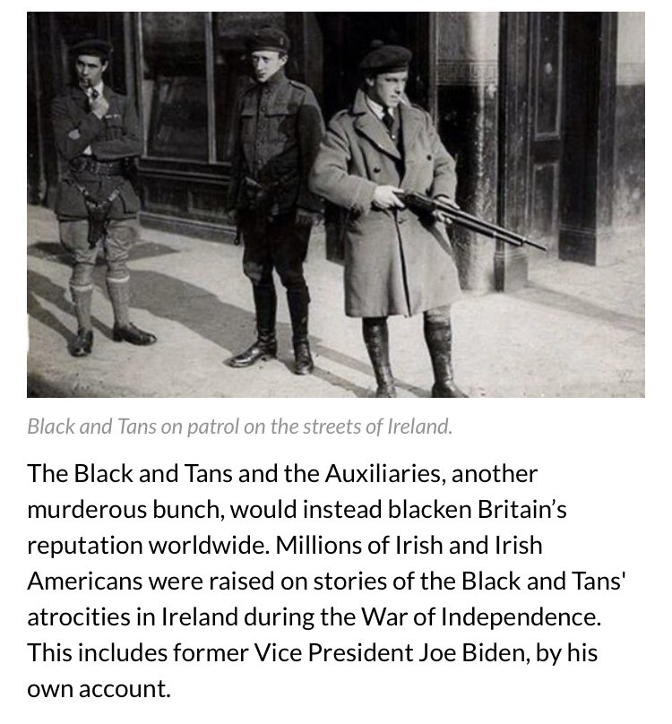  #WinstonChurchill, the notorious and outright filthy Brit genocidal racist leader, sent in a Brit colonial deathsquad called the Black & Tans to terrorise and murder Irish people in 1920. This made Irish people hate the Brits even more.