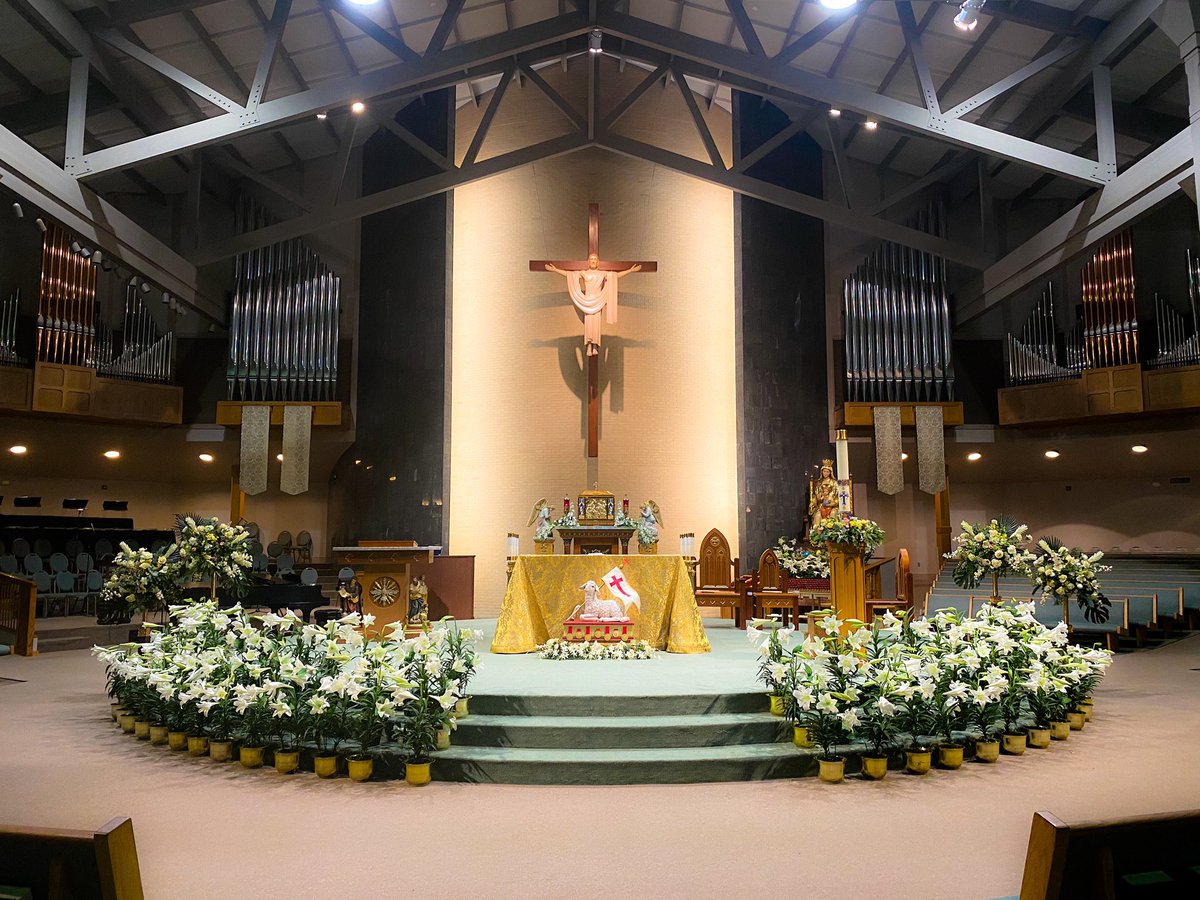 EpiphanyKaty's tweet photo. HE IS TRULY RISEN TODAY!!  Join us for Easter Sunday Mass. We are live-streaming Mass at 9:45am from our parish website. Easter may look uniquely different this year, but it is the same Risen Lord whom we praise for his triumph over sin &amp; death for our salvation! https://t.co/6iUutkj9Sz