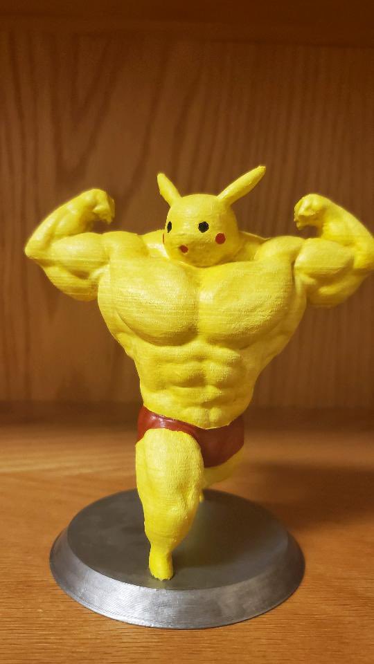 littlee_sierraa's tweet photo. So my coworkers son 3D printed a buff pikachu and painted it. Let me tell you it’s my favorite thing ever #Pikachu #buffpikachu #pokemon #3dprinted https://t.co/YqTzqKXdKx