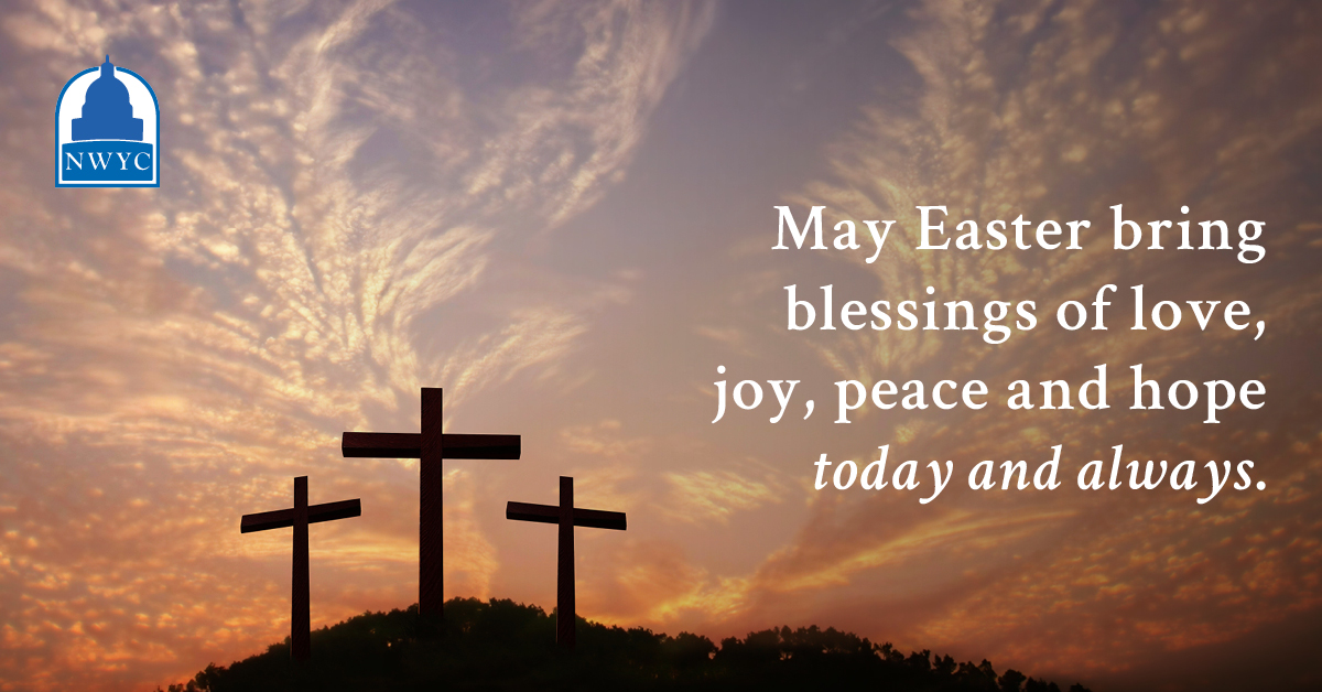 NWYC's tweet photo. As we celebrate #EasterAtHome, we are celebrating #EasterTogether across the globe. Wishing you blessings of renewed hope and joy. #HeIsRisen #HappyEaster2020 #HappyEaster https://t.co/HIdv76Y4l5