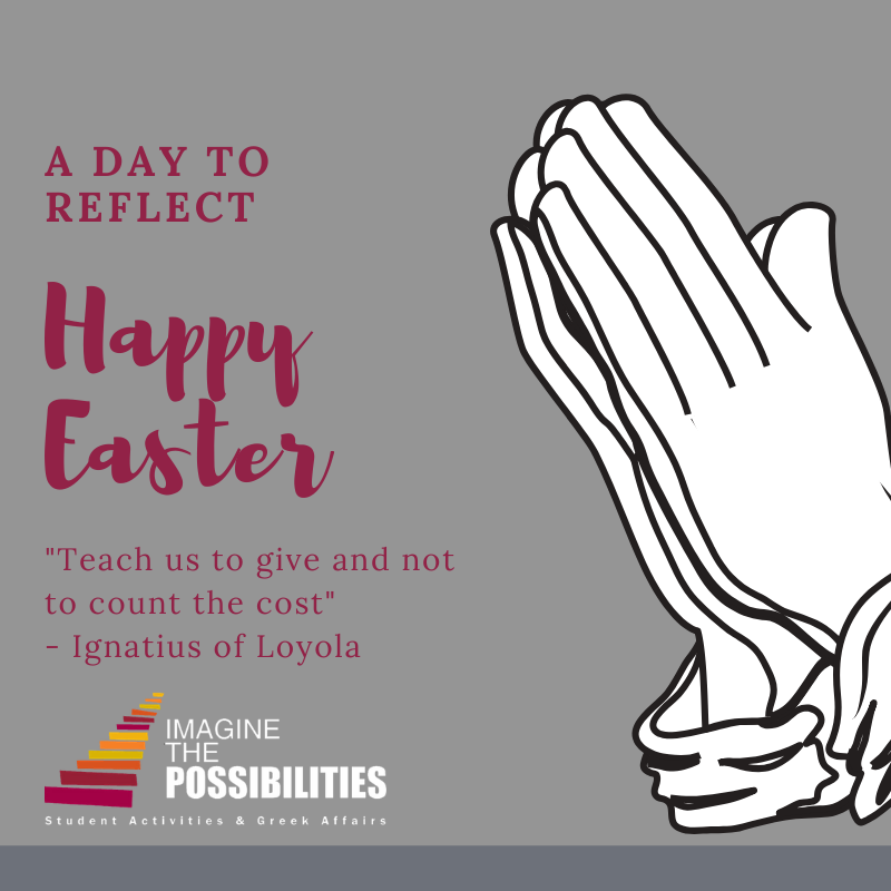 SAGA is grateful for pass/fail classes, Netflix, Reddit holes, and most importantly, our amazing students and colleagues. This Easter, let's re-center together and prioritize an Easter examen.  What are you grateful for? Let us know! 

ignatianspirituality.com/easter-season-…