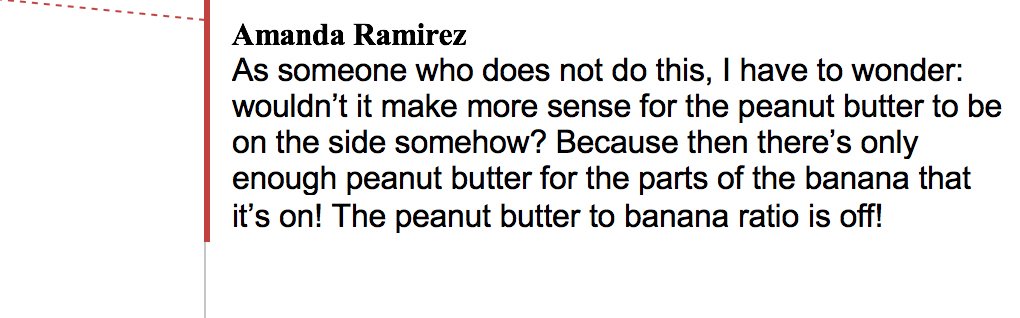 pg 107 @AmandaIsA_Ram doesn't put peanut butter on her bananas and it shows