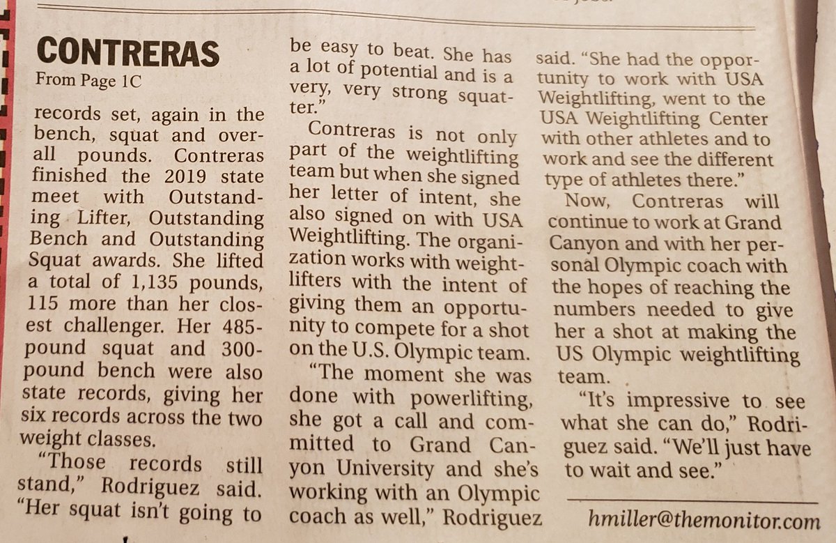 Another @McAllenISD #McHi grad making her mark!!! @gcu #futureOlympian #powerlifting #recordsetter #determination #girlpower @McHiPride @lopezjay @mchiathletics #kudos #wearemchi #frontpagenews