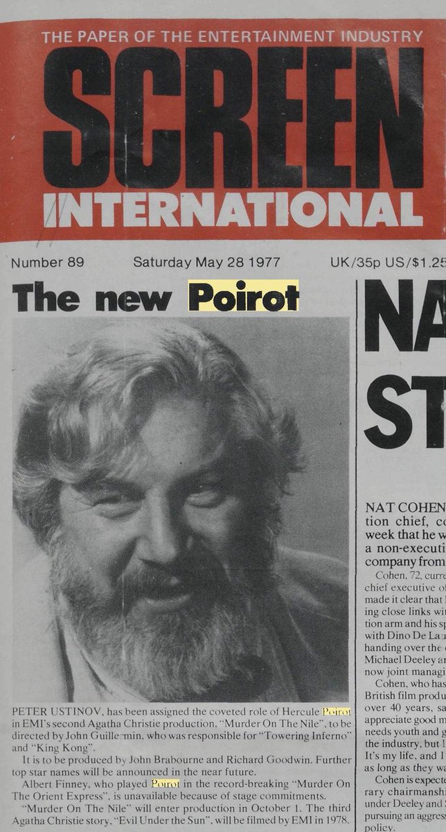 And as for Albert Finney, nobody really believed that he’d return and in May 1977 Peter Ustinov was announced as the new Poirot. Nobody seems to quite recall how he was selected, but he seemed an obvious candidate.  #DeathOnTheNile