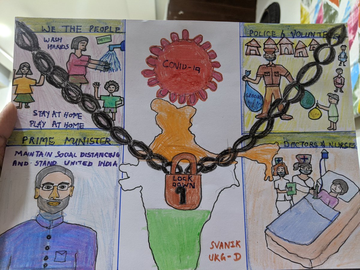 informednetizen's tweet photo. COVID-19 drawing for pre primary painting competition @glendaleacademy https://t.co/0HBB3KXsUv