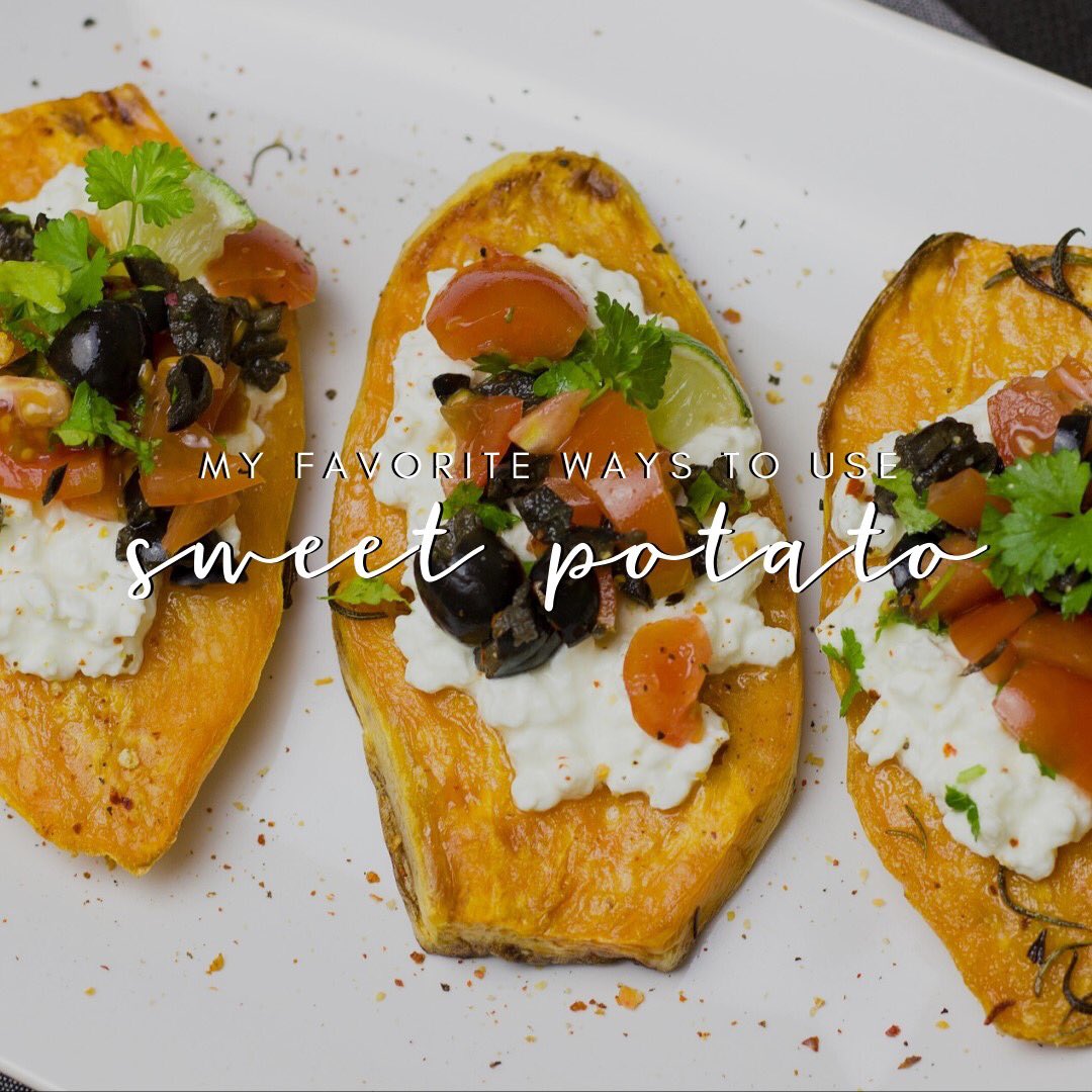 2 of my favorite sweet potato hacks are using it for toast&mini-pizzas. Search for some appealing recipes online&give it a try. U slice the sweet potato into little 'bread-like' pieces&top them with ur favorite toppings2achieve whatever you're going for #healthyeatin