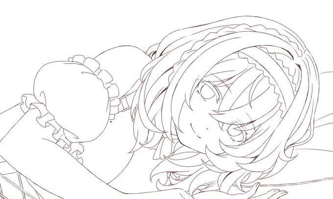 大ラフ→下描き→線画→止め絵完成。アニメーションさせるにはこの工程を動く枚数分やらなければならない…? 