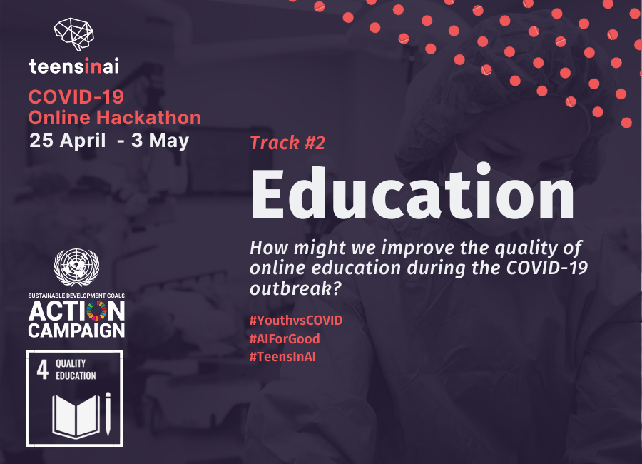 TeensInAI's tweet photo. How can #technology change online education for the better and possibly have an impact on the way we learn in the future? πβοΈ
Join our #Education Track as a #mentor at https://t.co/qBnfFJWvQD now! π©βπ»
#TeensInAI #OnlineHack #AIForGood #COVID19 @SDGaction https://t.co/KMsWCMyH85