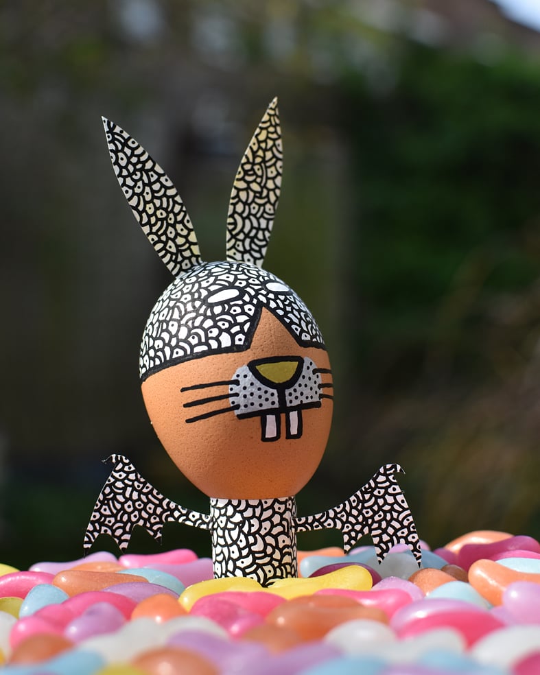 The actual #EasterBunny has eventually arrived, a bit late in the afternoon, but triumphant in all his #jellybean glory. #eastersunday #happyeaster #eastereggs #decoratedegg