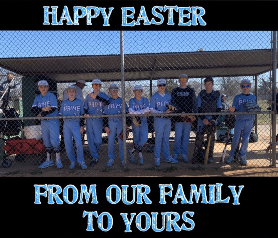 PrimeBaseball1's tweet photo. Happy Easter from our Prime family to yours! 
#Prime #PrimeTime #GritAndGrind #WeMissBaseball https://t.co/89xHEYSDO5