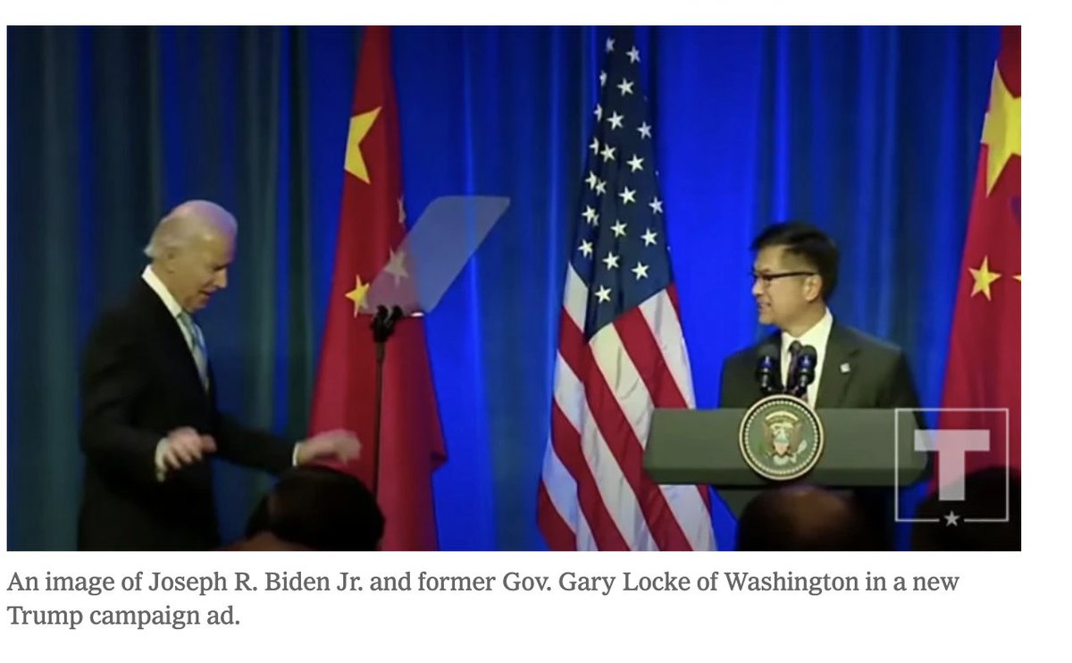 Meanwhile, the insult-dog's media amplifiers are only too delighted to encourage confusion between the Chinese state and Americans of Chinese ancestry. The villain of Trump's latest ad? A former governor of Washington State. 12/x