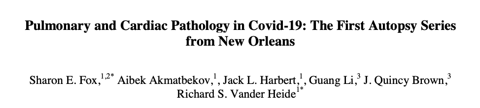 La 4ª descripción de lesiones pulmonares COVID19 ha sido publicada en MedRvix el sábado y describe los hallazgos de las primeras 4 autopsias de una serie de 12  realizadas en New Orleans https://www.medrxiv.org/content/10.1101/2020.04.06.20050575v1